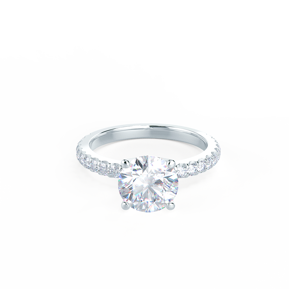 Four Prong Pave Lab Created Diamond Engagement Ring