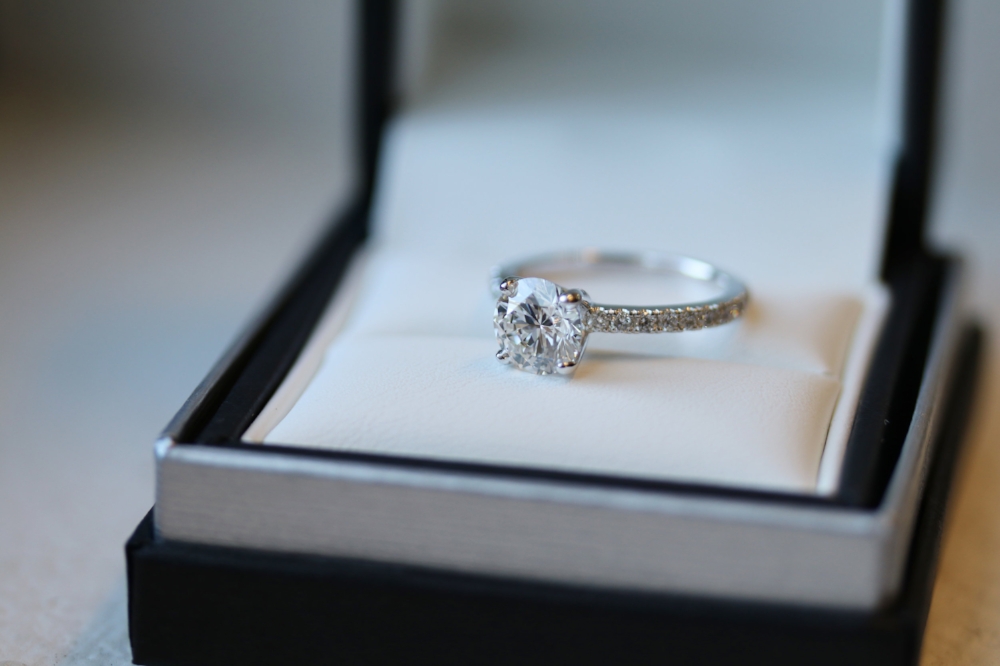 Ada Diamonds Pave Solitaire lab diamond engagement ring