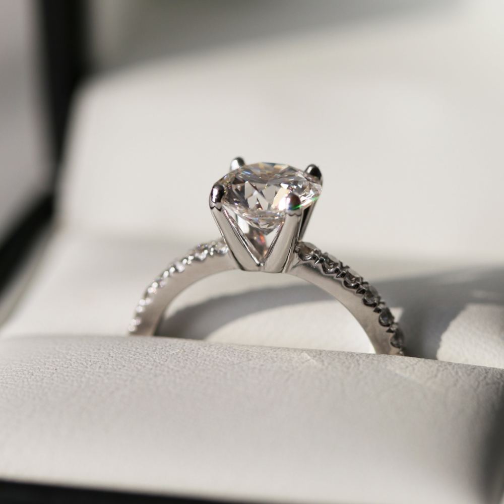 Ada Diamonds Pave Solitaire engagement ring