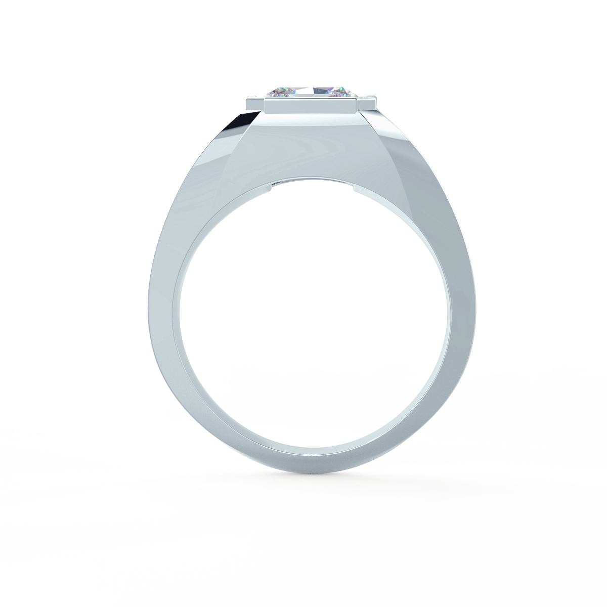 Men's Bezel Set Ring in Platinum Side View