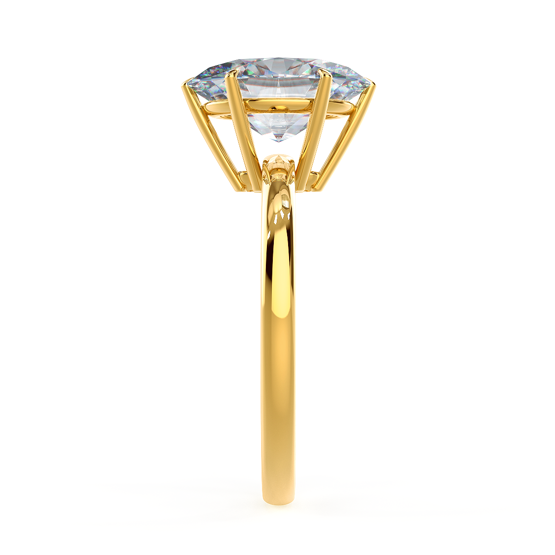 Oval Six Prong Solitaire Yellow Gold Final Rendering Profile