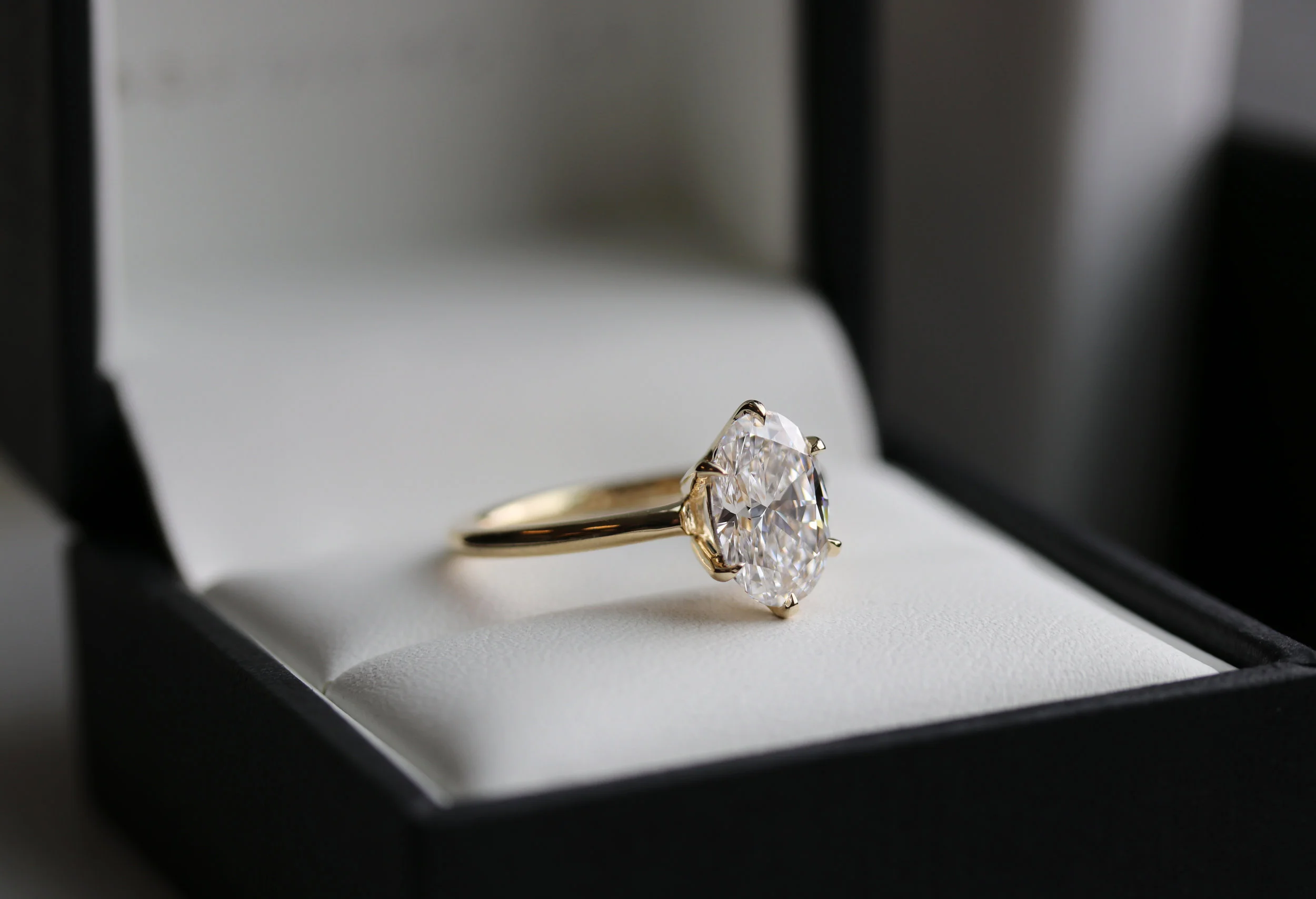 Oval Six Prong Solitaire Lab Created Diamond Engagement Ring