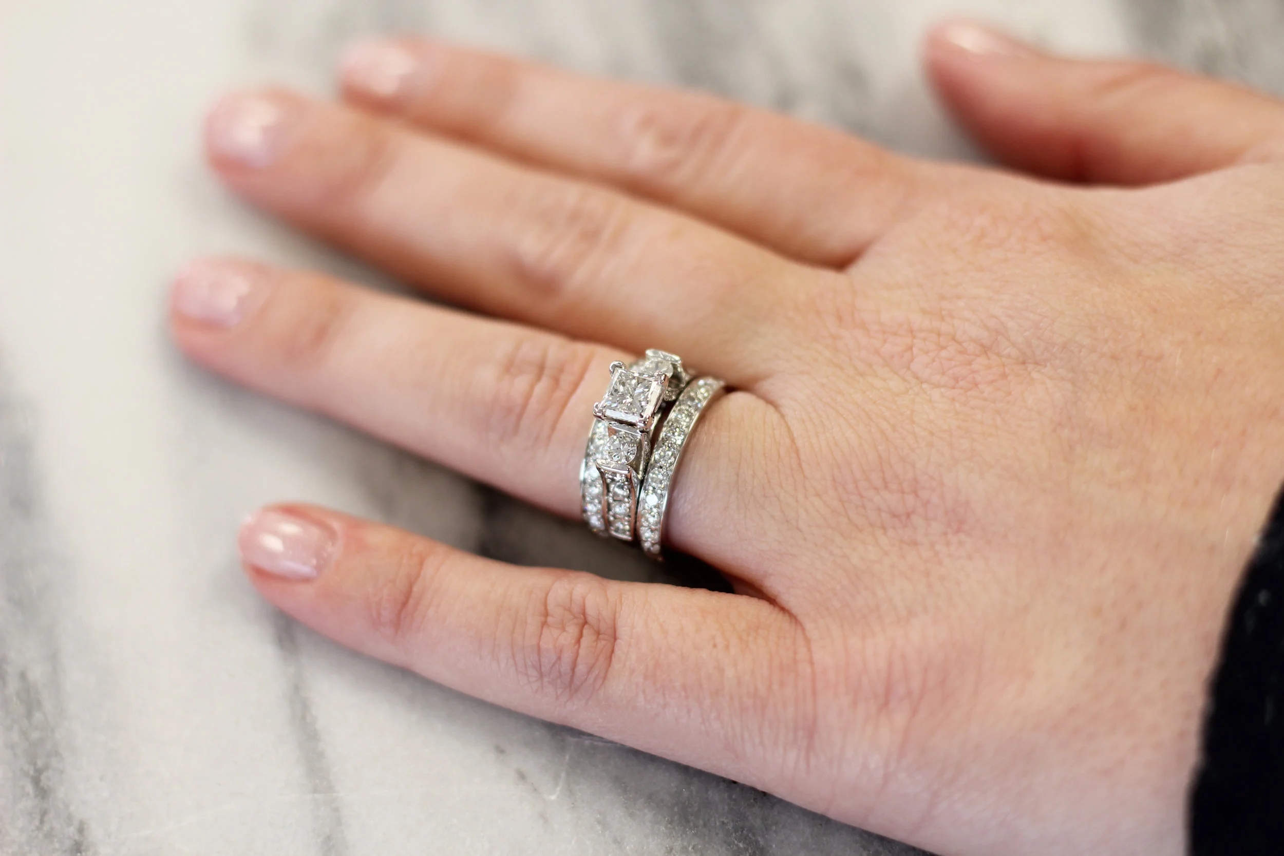 Wedding Band Set with Anniversary Band