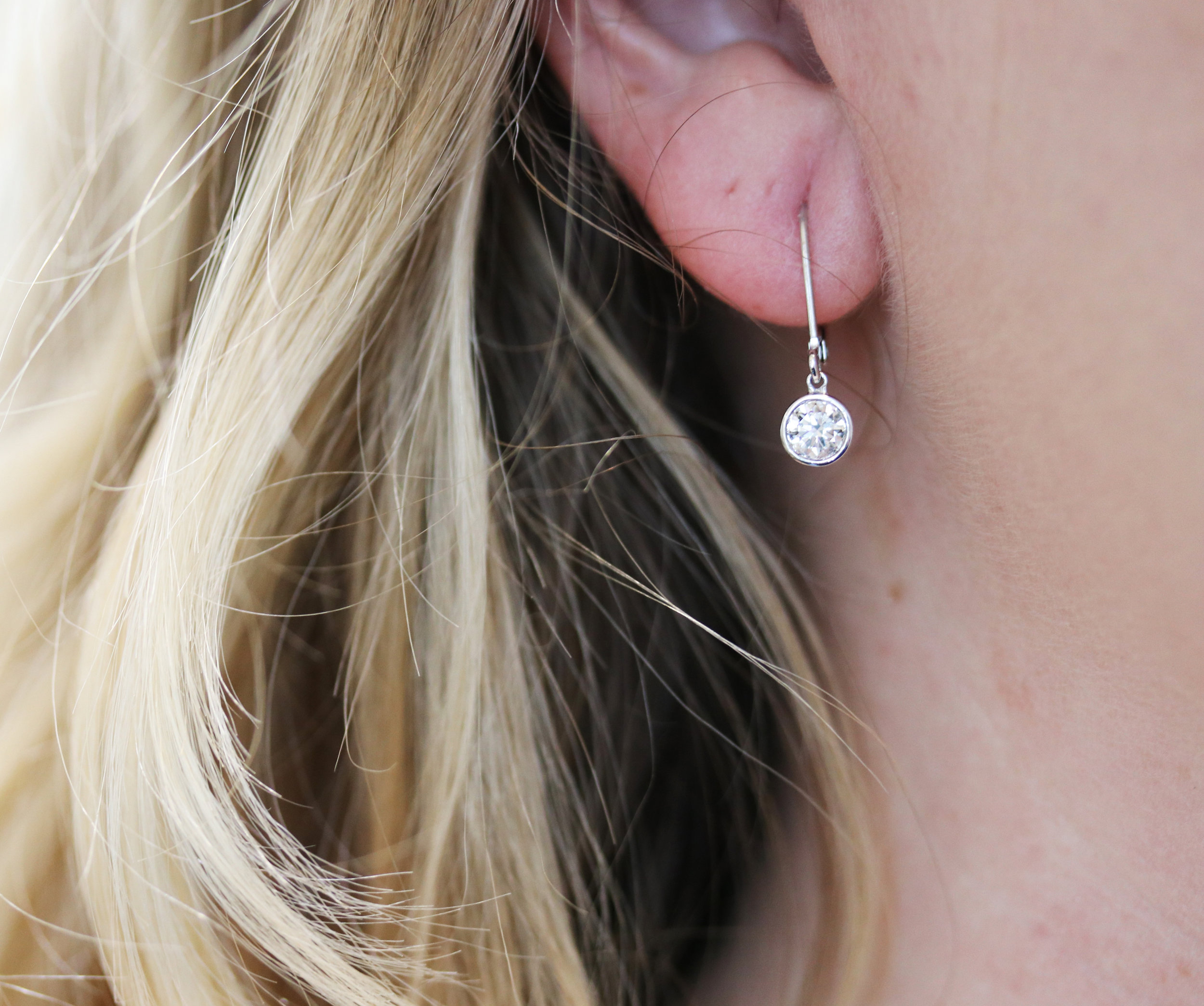 Ada Diamonds bezel drop lab grown diamond earrings in white gold