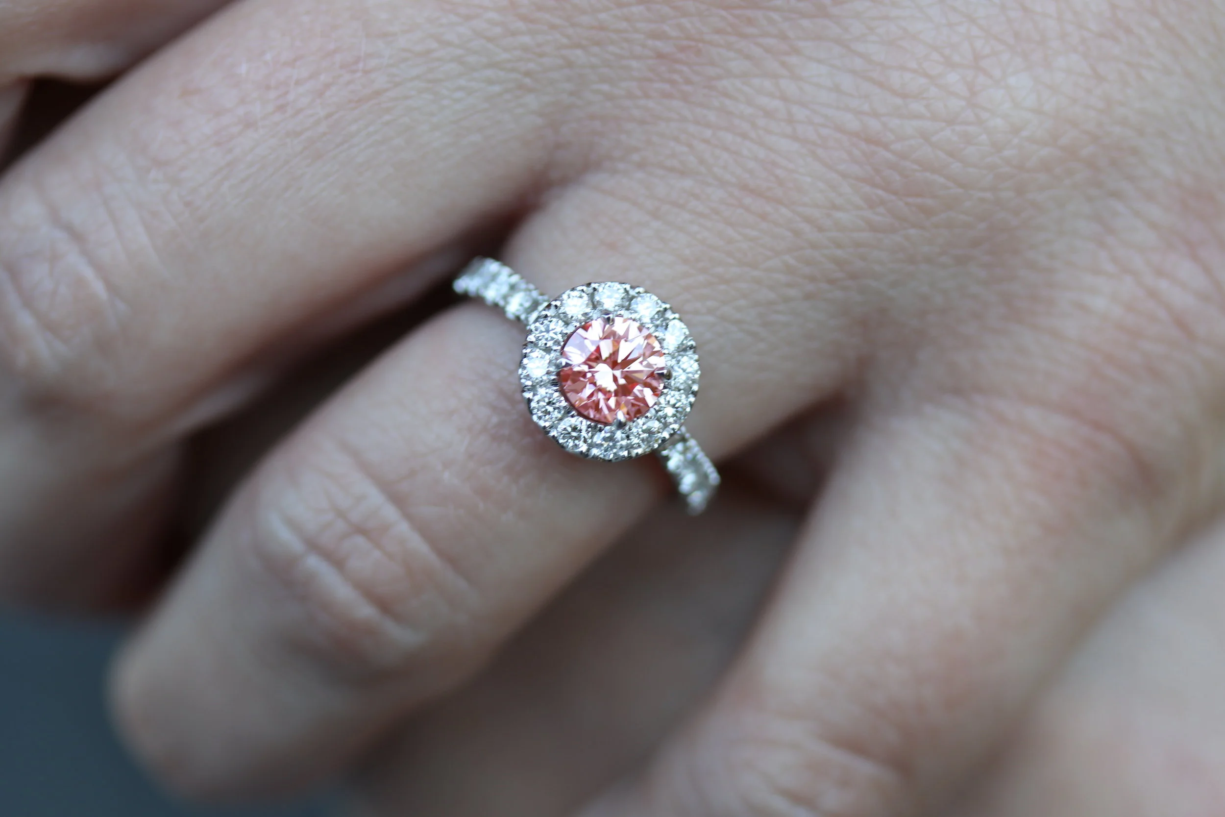 Top of The World Setting from Ada's Bridal Collection featuring a fancy pink lab grown diamond center stone