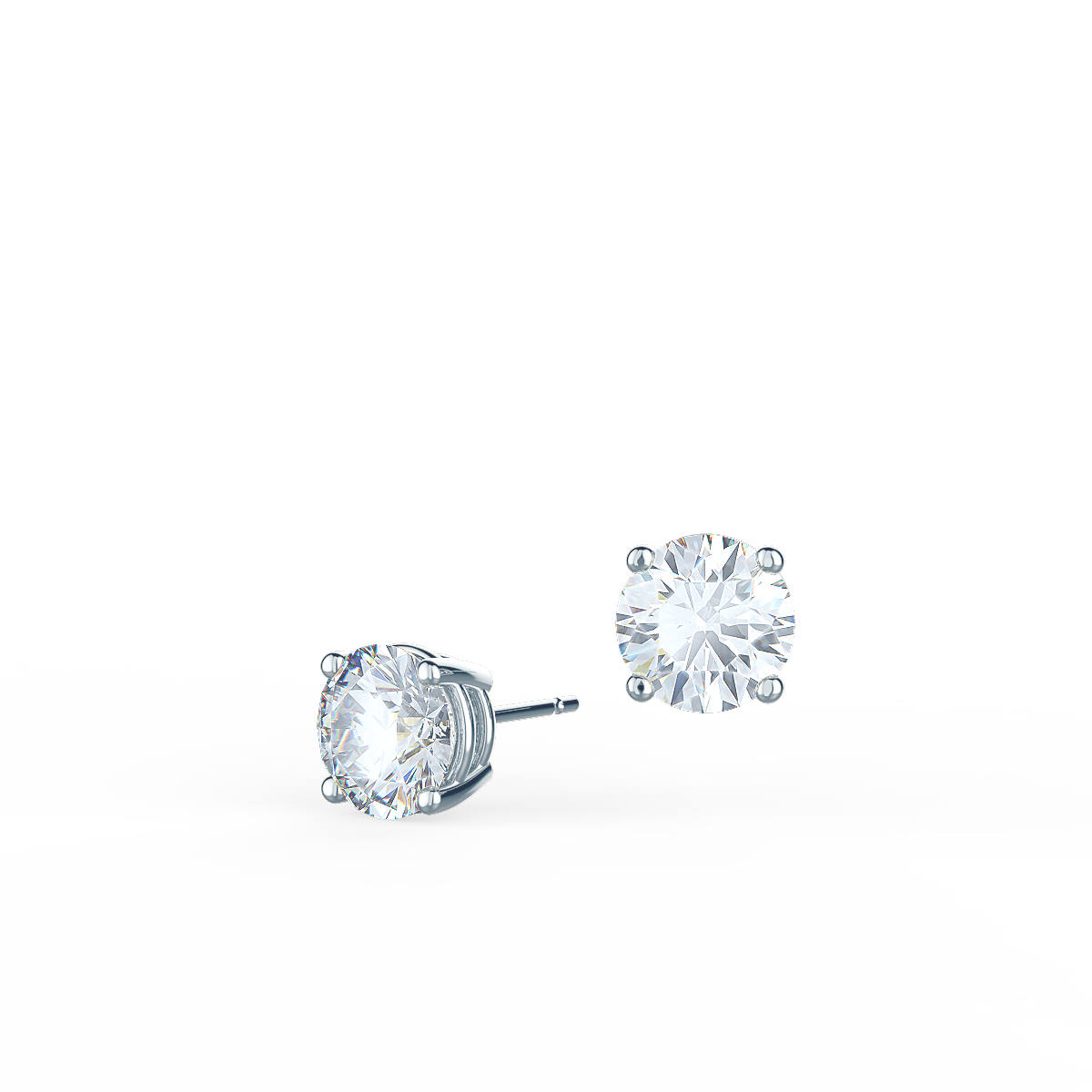 Classic Round Brilliant Lab Created Diamond Stud Earrings in Platinum