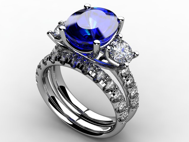 Custom sapphire and lab grown diamond engagement ring