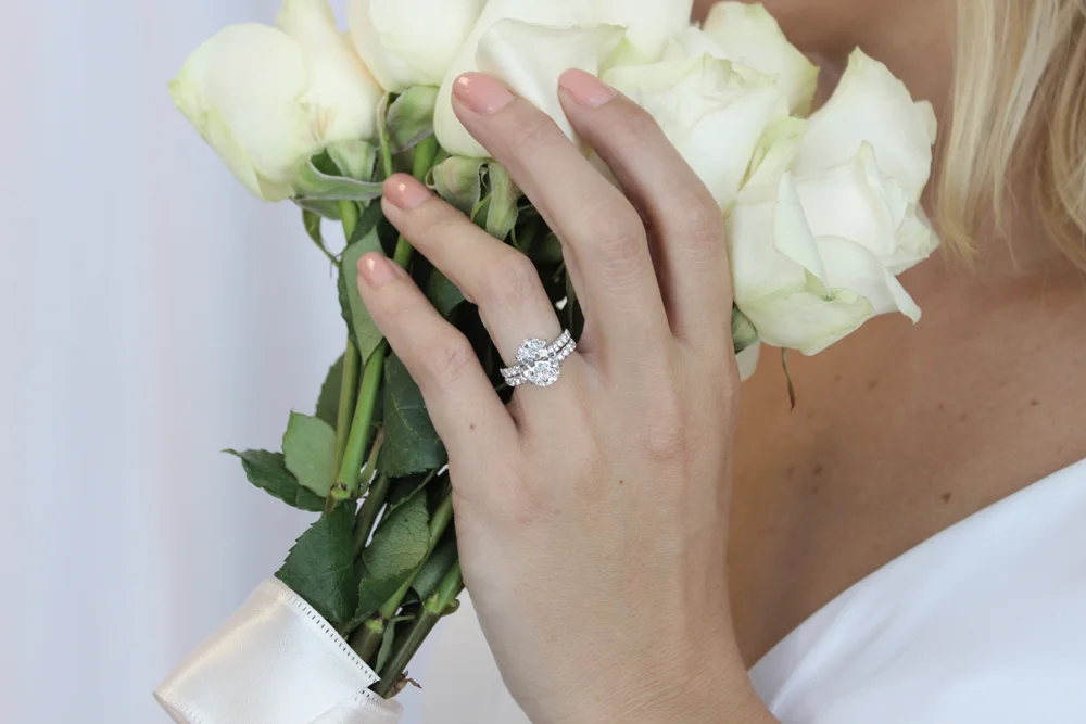 Oval Lab Created Diamond Excellent Engagement Ring