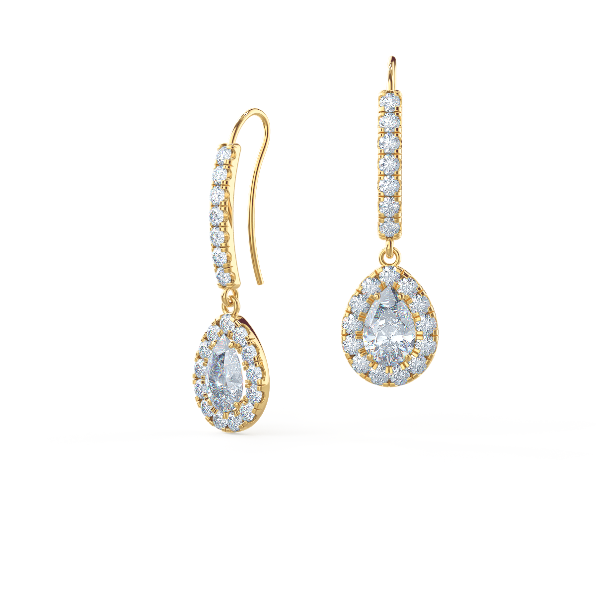 Lab Grown Diamond Heavenly Halo Pear Earrings 1.23ctw Rendering Design AD184