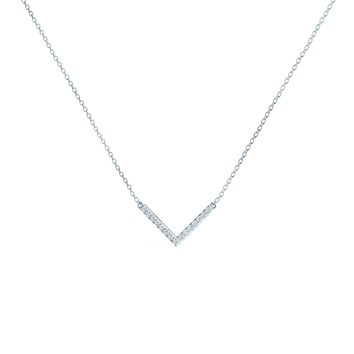 Lab Diamond V Necklace In White Gold Rendering Design AD120