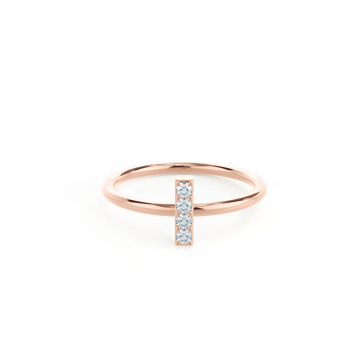 Lab Grown Diamond Bar Ring In Rose Gold Rendering Design AD124