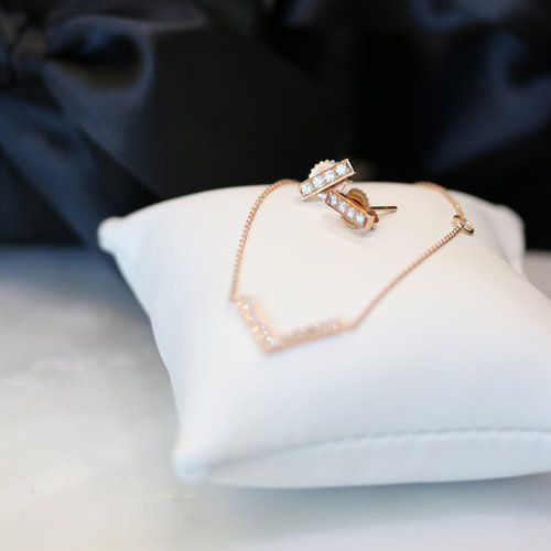 Lab Grown Diamond Bar Drop Earrings Rose Gold Design AD125