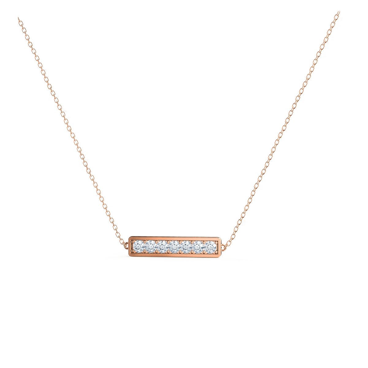 Lab Diamond Bar Pendant In Rose Gold Rendering Design AD122