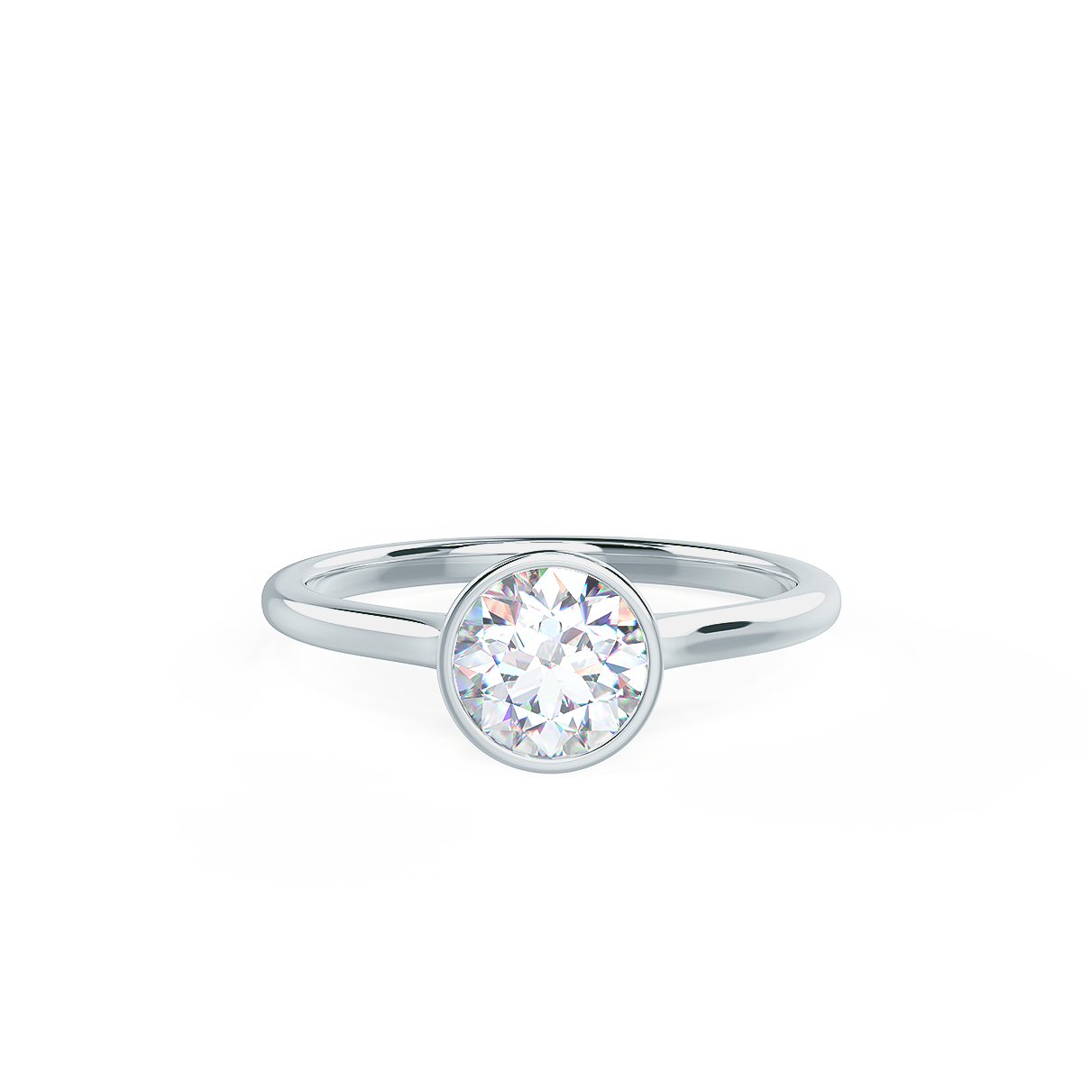 Ada Diamonds Design Lab Diamond Bezel Solitaire Engagement Ring Rendering In Platinum In Front View AD148