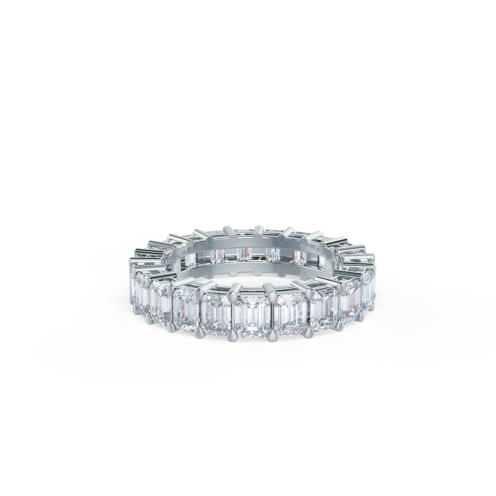 Emerald Eternity Lab Created Diamond Wedding Band Small Platinum Design-165
