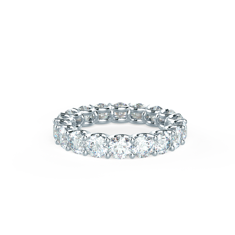 French U Round Lab Created Diamond Eternity Wedding Band in Platinum Design-164