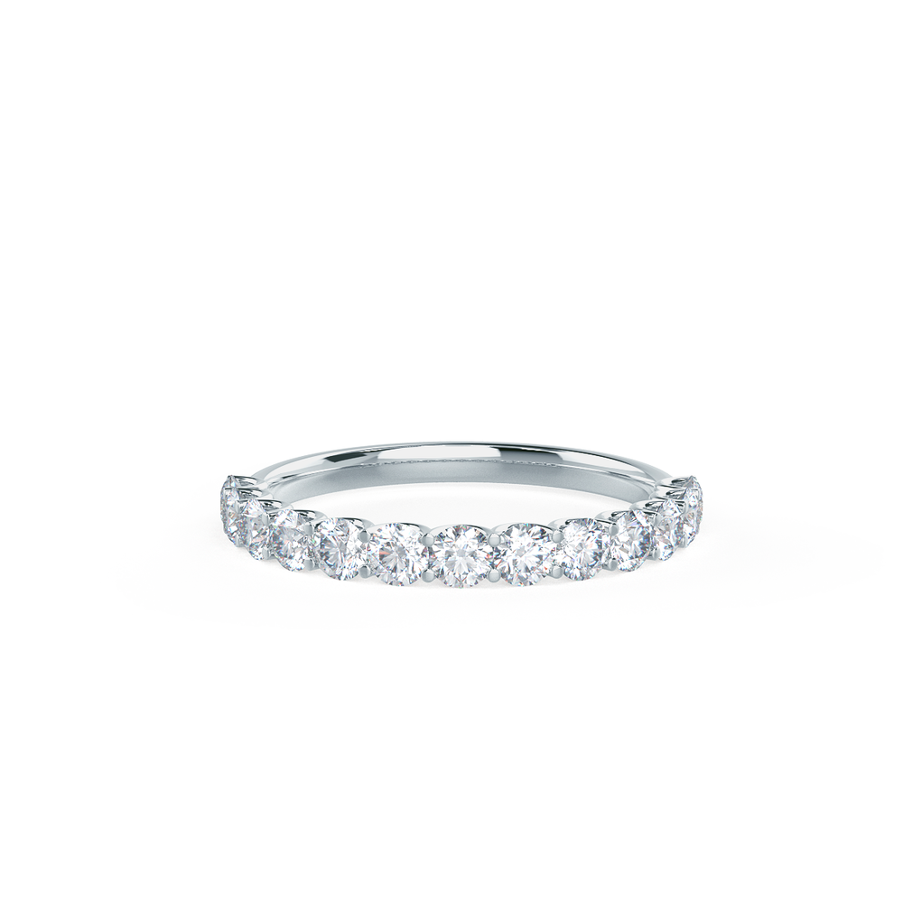 French U Round Lab Created Diamond Half Wedding Band in Platinum Design-208