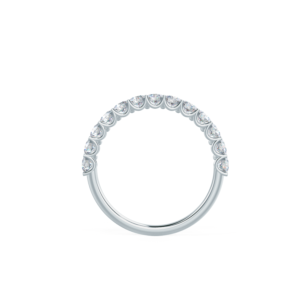 French U Round Lab Created Diamond Half Wedding Band in White Gold Design-208