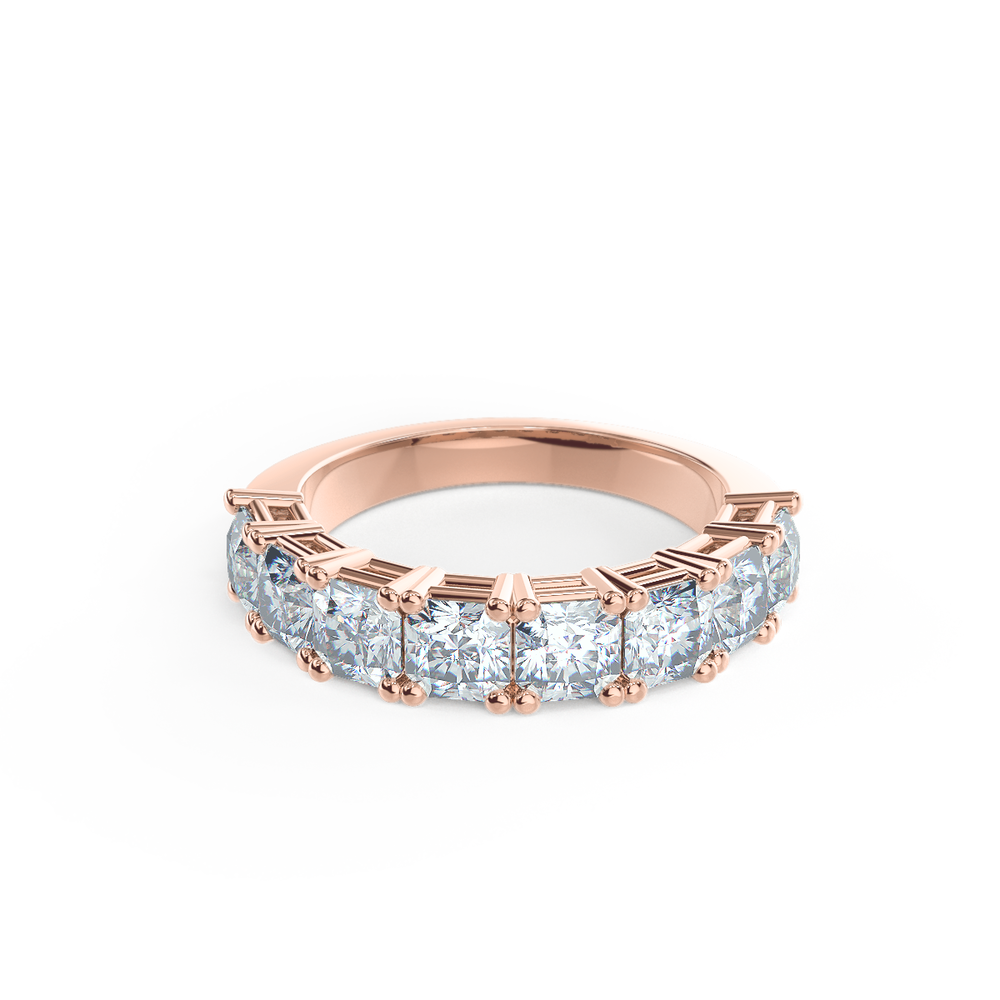 Basket Set Lab Created Diamond Half Wedding Band in Rose Gold Design-098