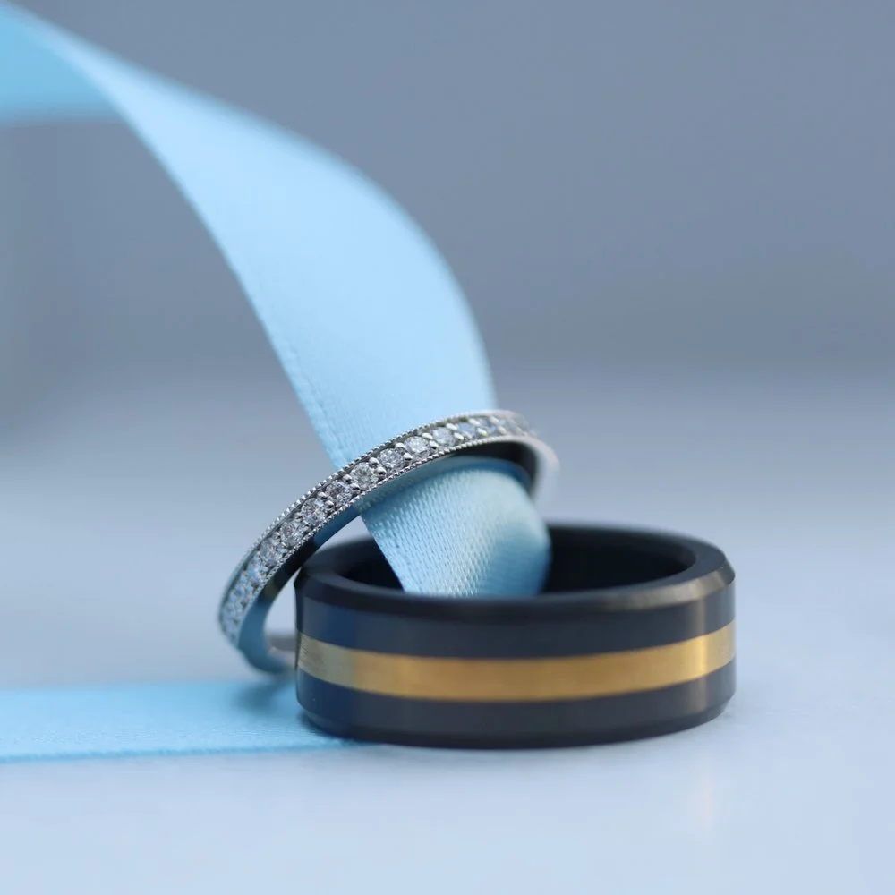Channel Set Half Lab Created Diamond Wedding Band Set Design-084