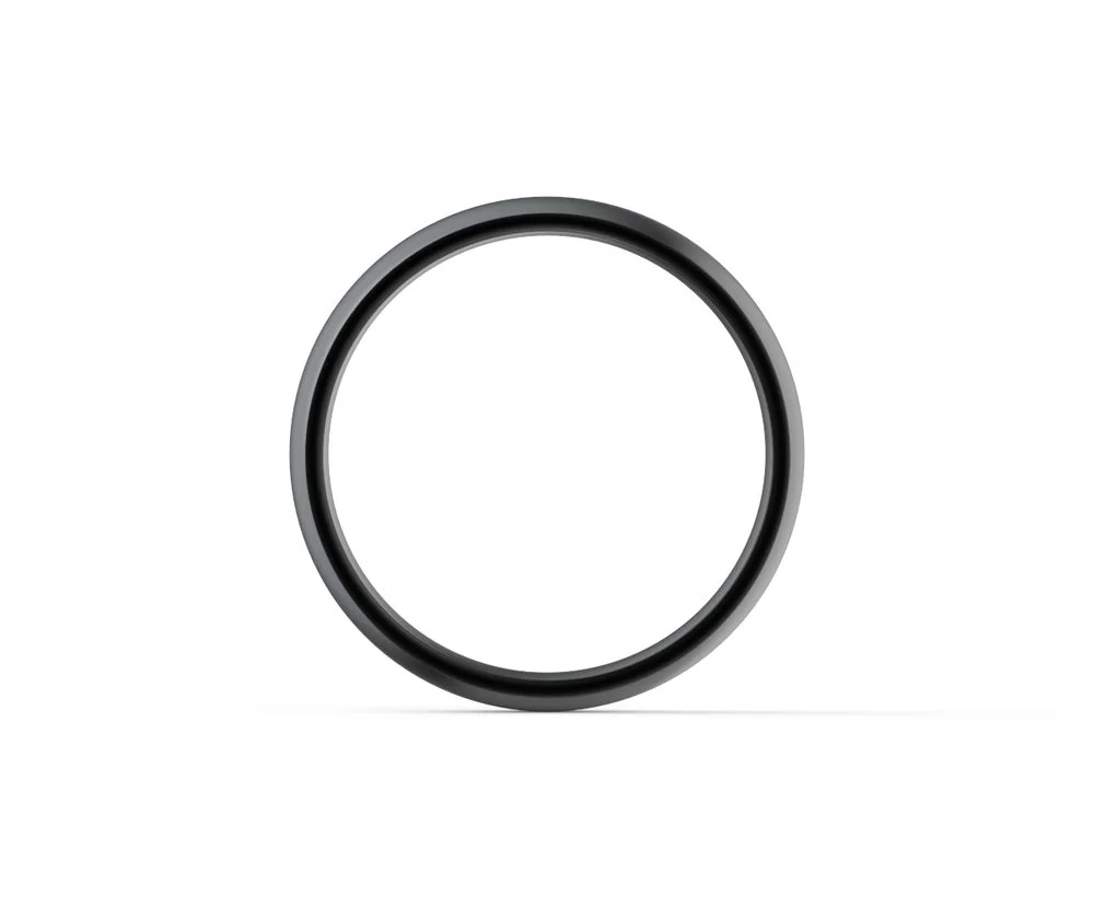 Men's Matte Rounded Lab Created Polydiamond Wedding Band Narrow Profile View Design-207