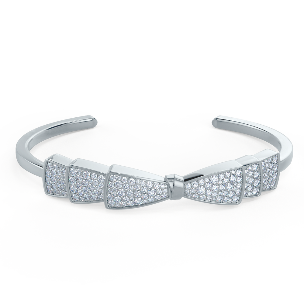 Ballerina Bow Lab Created Diamond Cuff Bracelet in Platinum Design-102