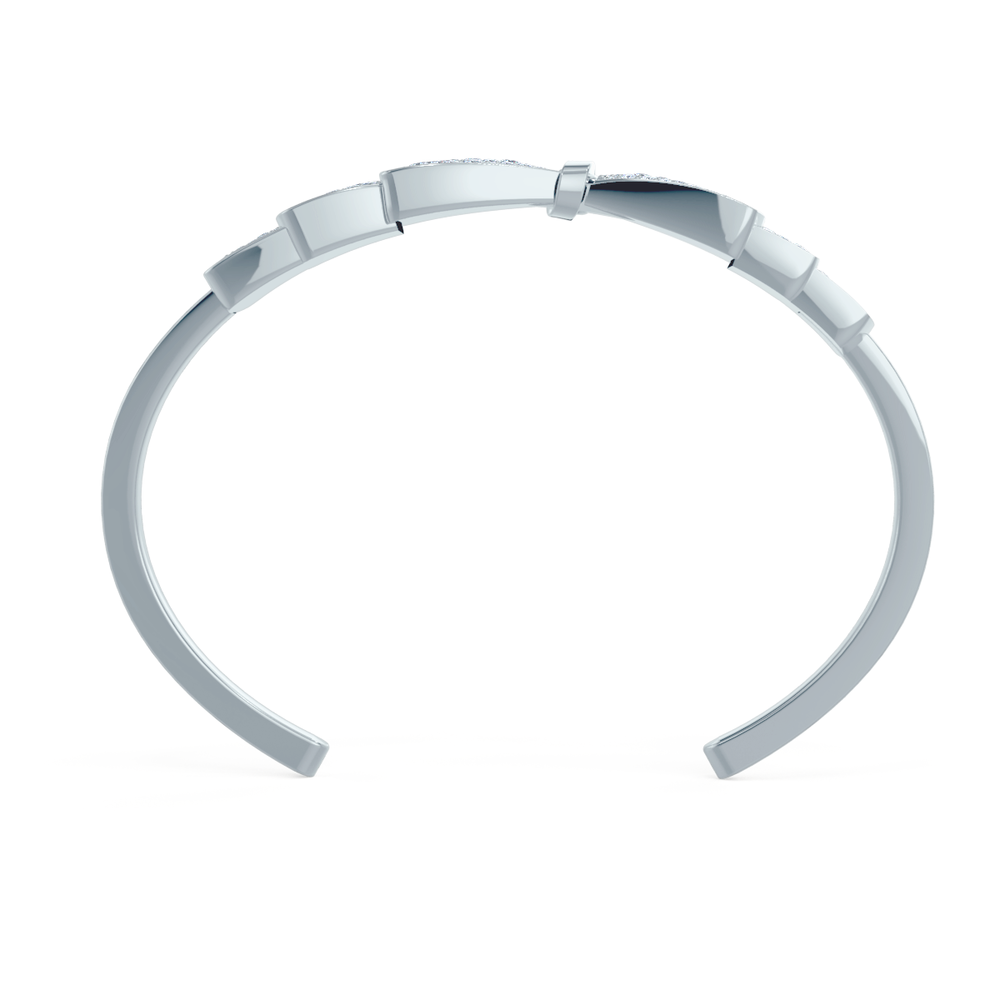 Ballerina Bow Lab Created Diamond Cuff Bracelet in White Gold Design-102