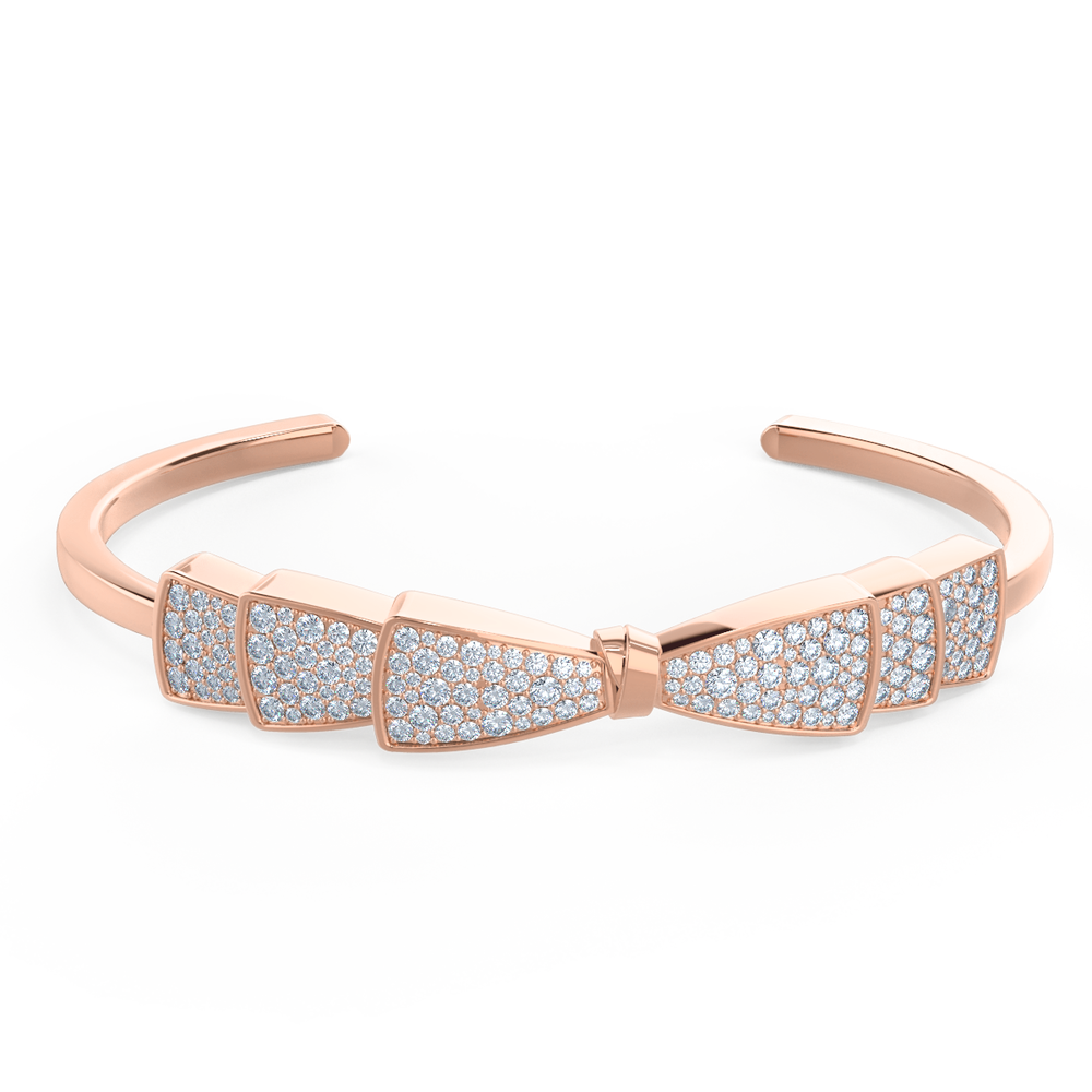 Ballerina Bow Lab Created Diamond Cuff Bracelet in Rose Gold Design-102