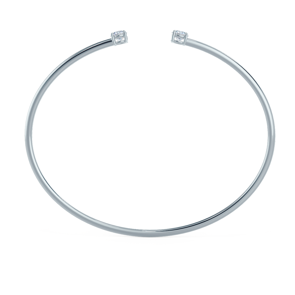 One Row Brilliant Lab Created Diamond Cuff Bracelet in White Gold Design-046