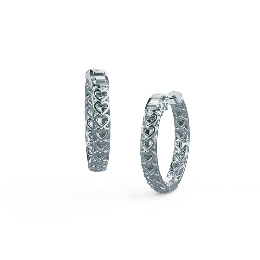 Custom Heart Lab Created Diamond Hoop Earrings in Platinum Design-202