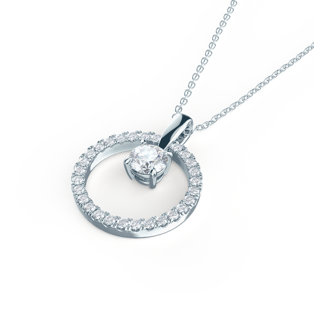 Tarsus Halo Necklace Dancing Diamond Necklaces for Women Bridal Round Necklace Girlfriend Silver cz Karma Circle Open Jewelry 