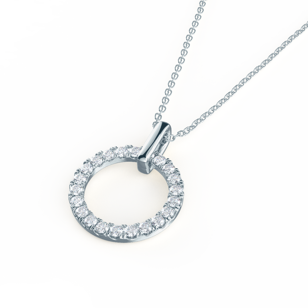Karma Open Circle Lab Created Diamond Necklace in White Gold Design-033