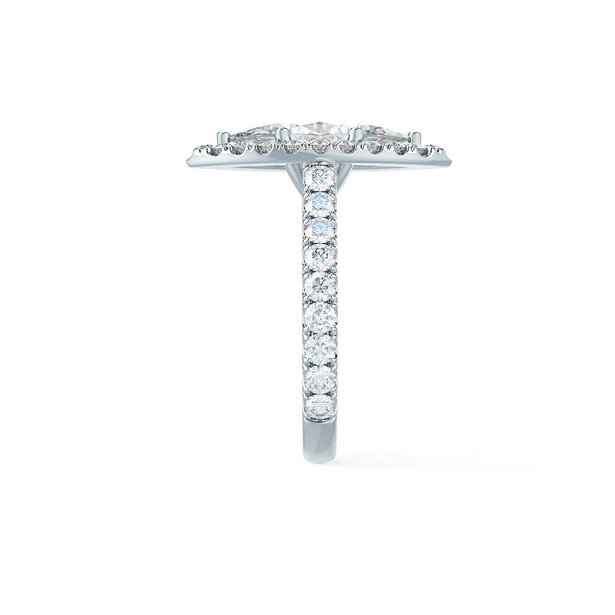 Fancy Top Of The World Setting Lab Created Diamond Wedding Ring Rendering In Side View AD156