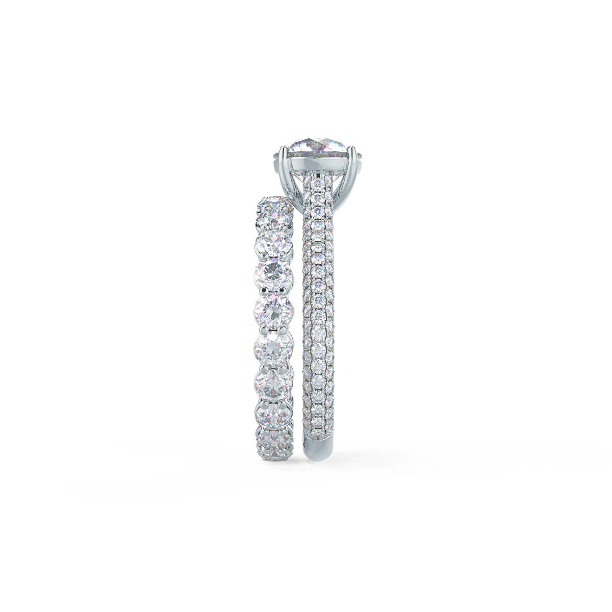 This setting pairs with a variety of wedding band styles. View Wedding Band Details