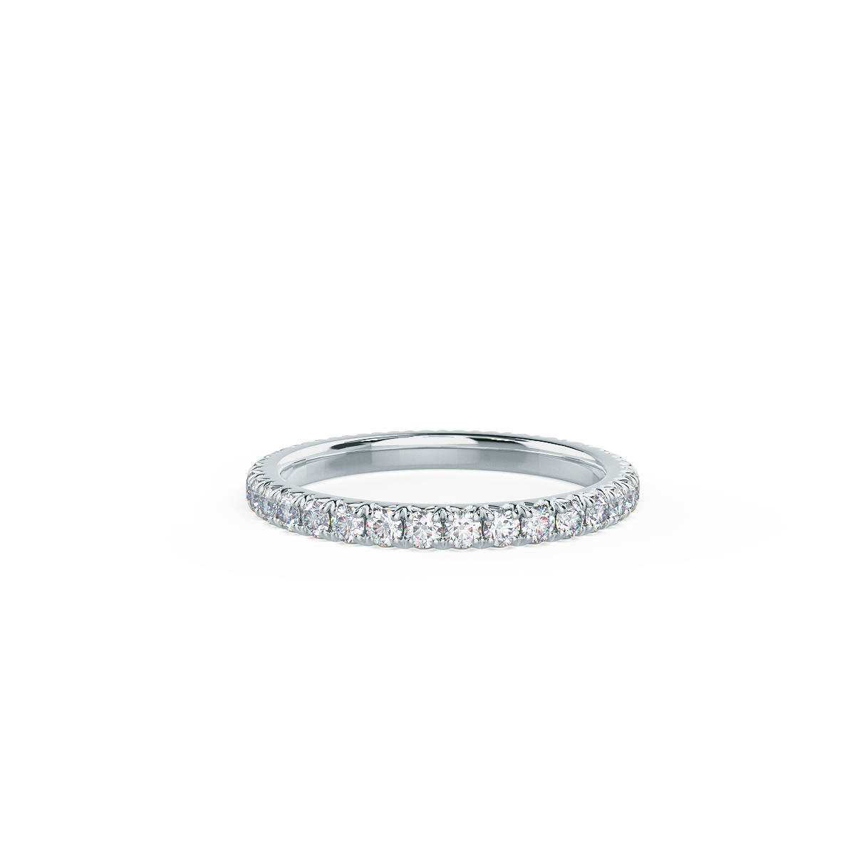French Pave Lab Grown Diamond Eternity Band Rendering In Front View AD175