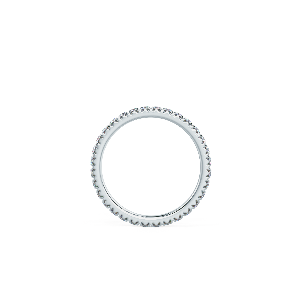 French Pave Lab Grown Diamond Eternity Band Rendering In Profile View AD175