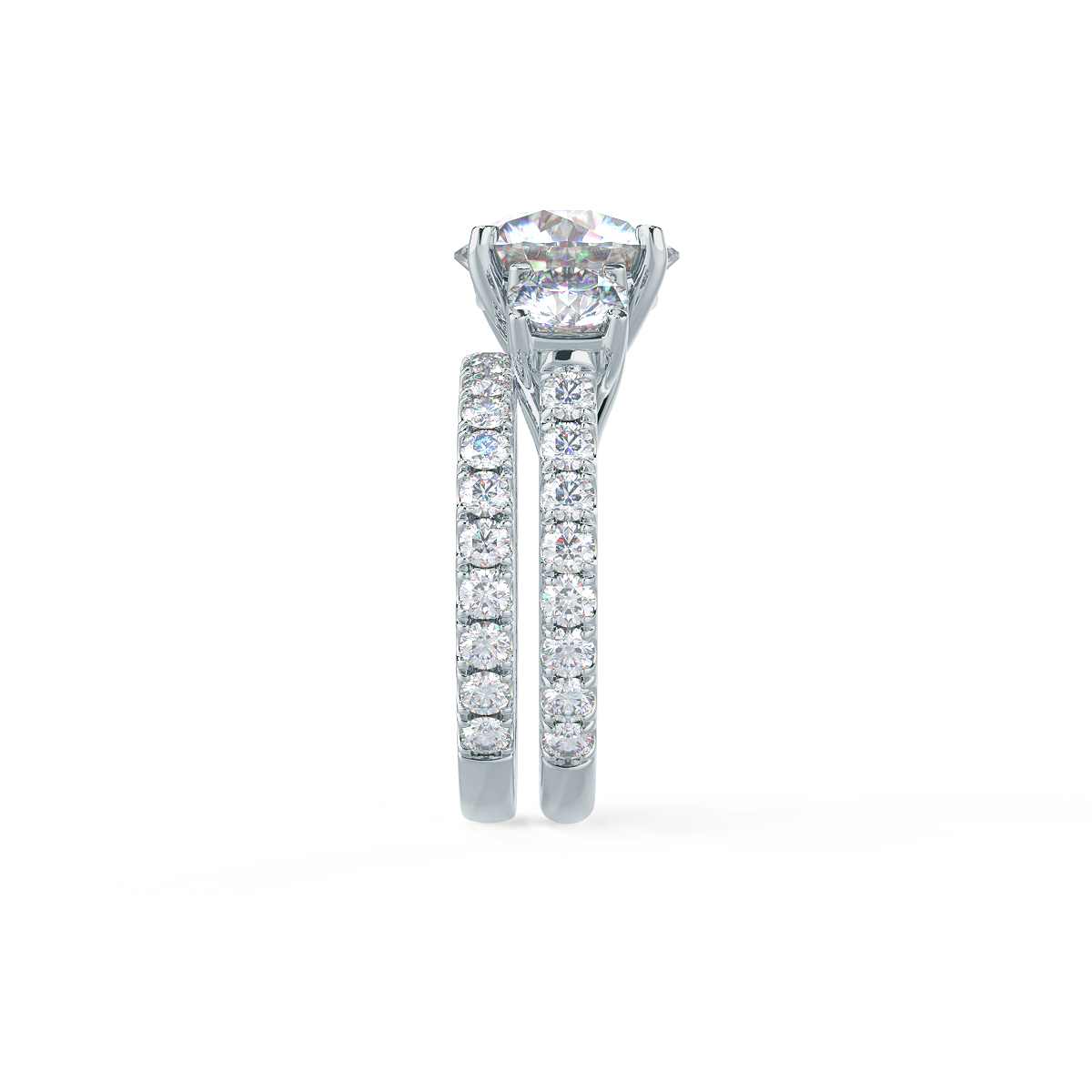This setting pairs with a variety of wedding band styles. View Wedding Band Details