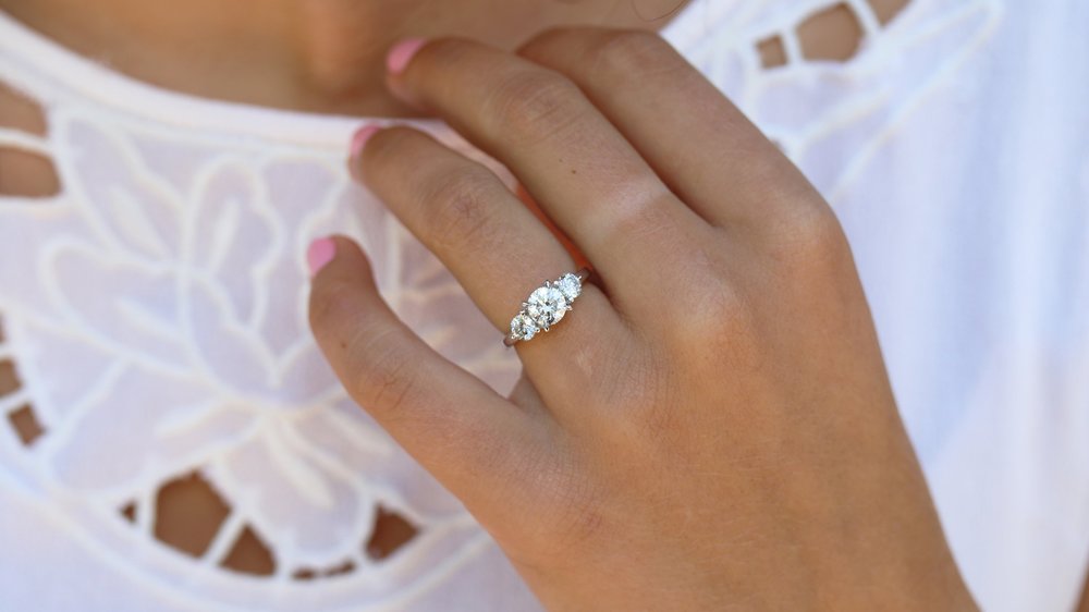 2 Carat Round Lab Diamond Three-Stone Engagement Ring