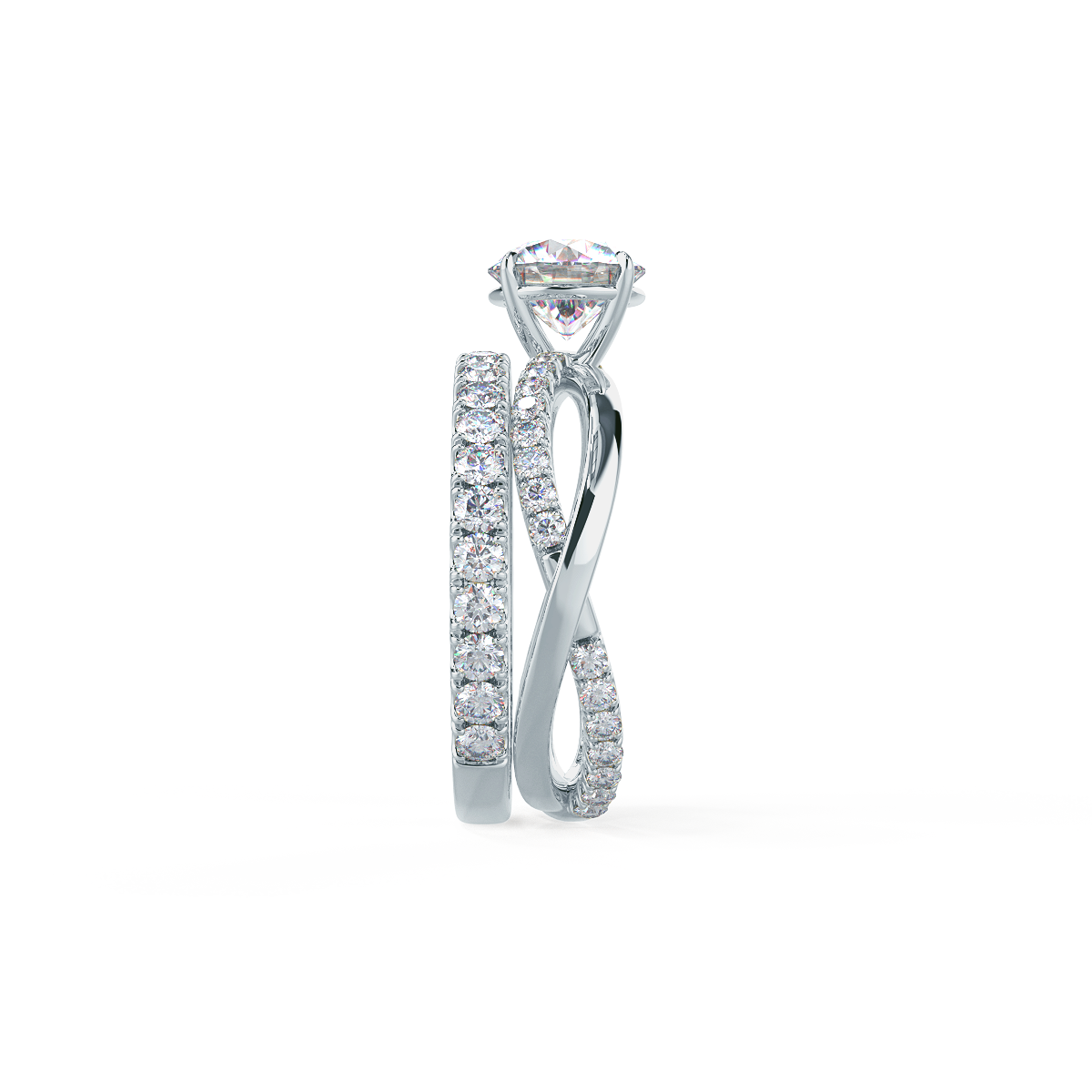 This setting pairs with a variety of wedding band styles. View Wedding Band Details