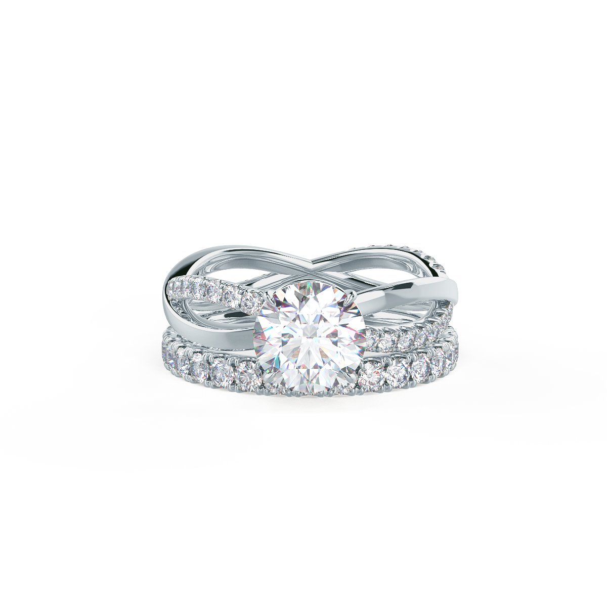 This setting pairs with a variety of wedding band styles. View Wedding Band Details