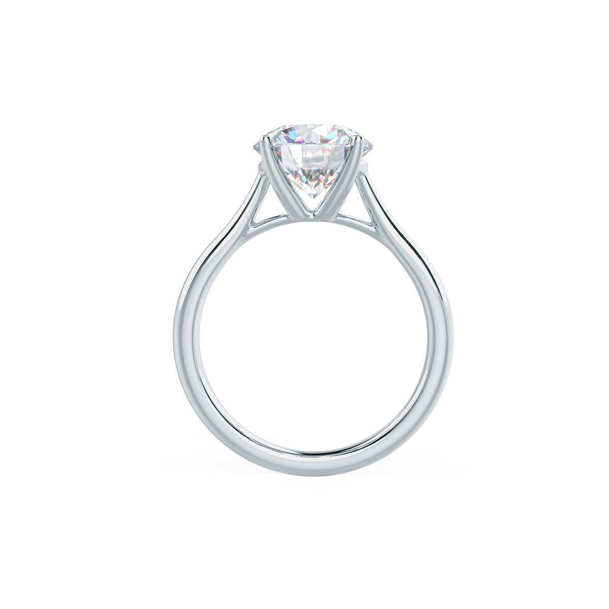 Manmade Diamond Open Cathedral Solitaire Engagement Ring 2.46ctw Rendering In Profile View Design AD147