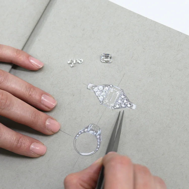 Open Cathedral Solitaire Lab Created Diamond Engagement Ring in Platinum
