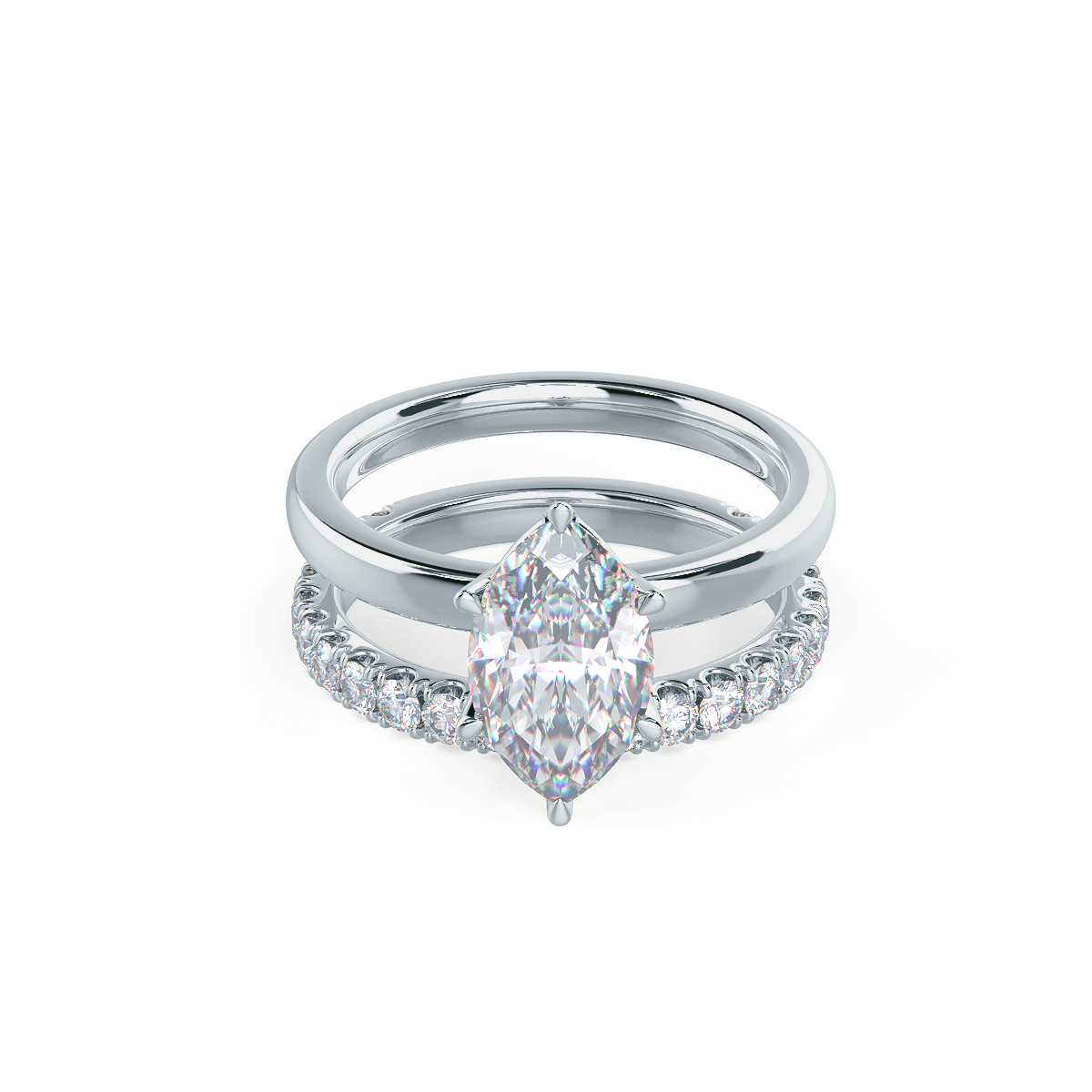 This setting pairs with a variety of wedding band styles. View Wedding Band Details