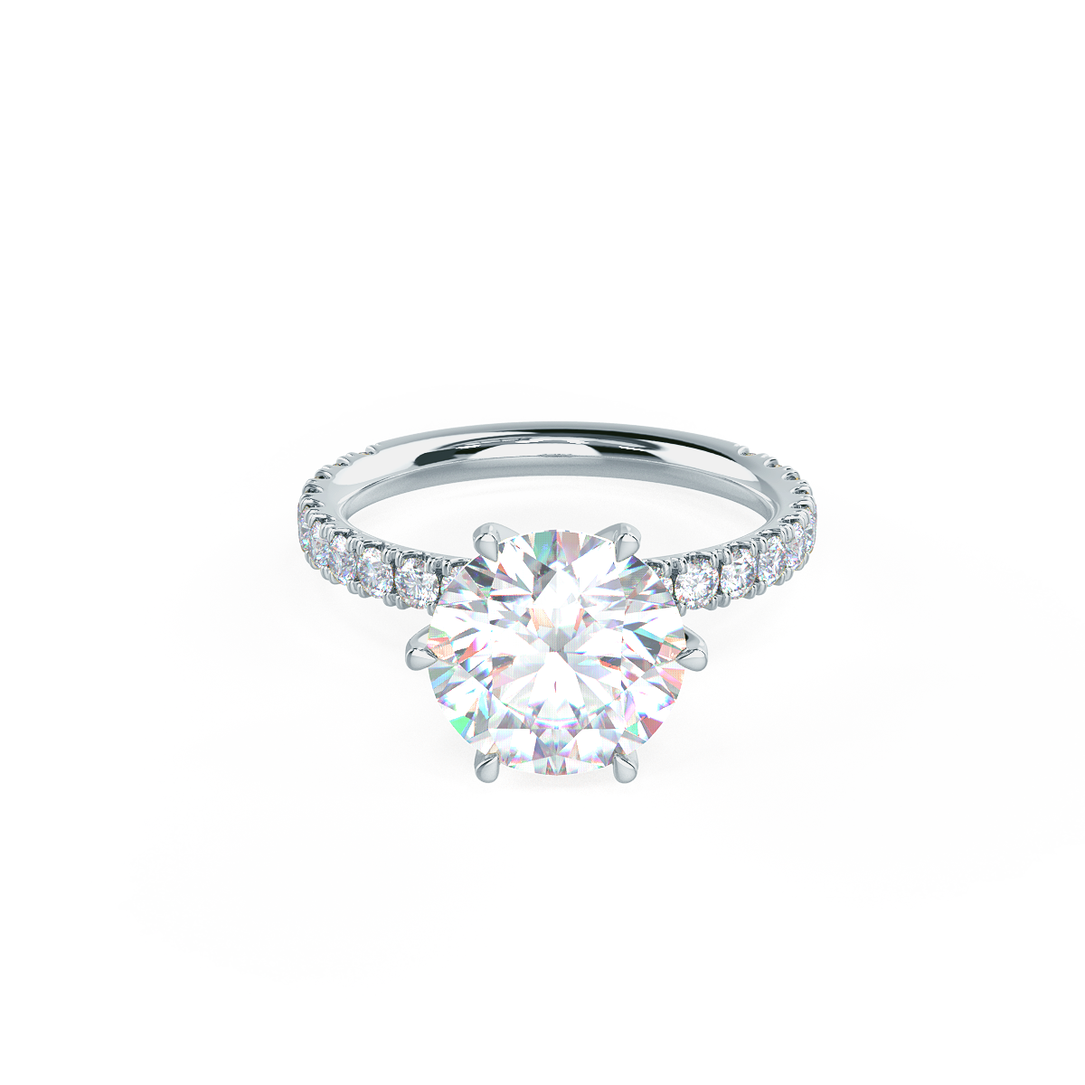 Diamond Collar Setting Lab Created Diamond Engagement Rendering In Front View AD244