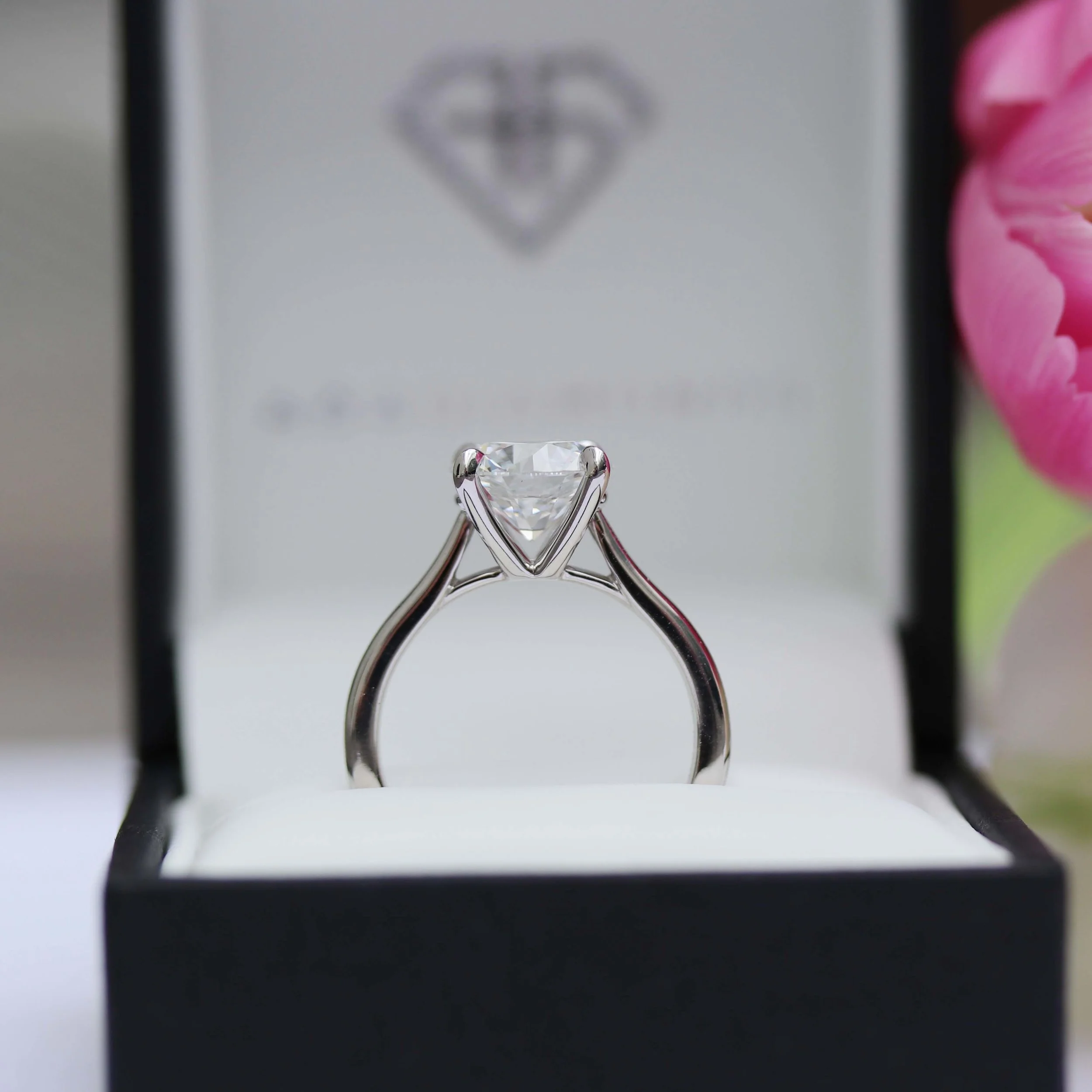 Lab Created Diamond Open Cathedral Solitaire Engagement Ring 2.46ctw In Box Design AD147