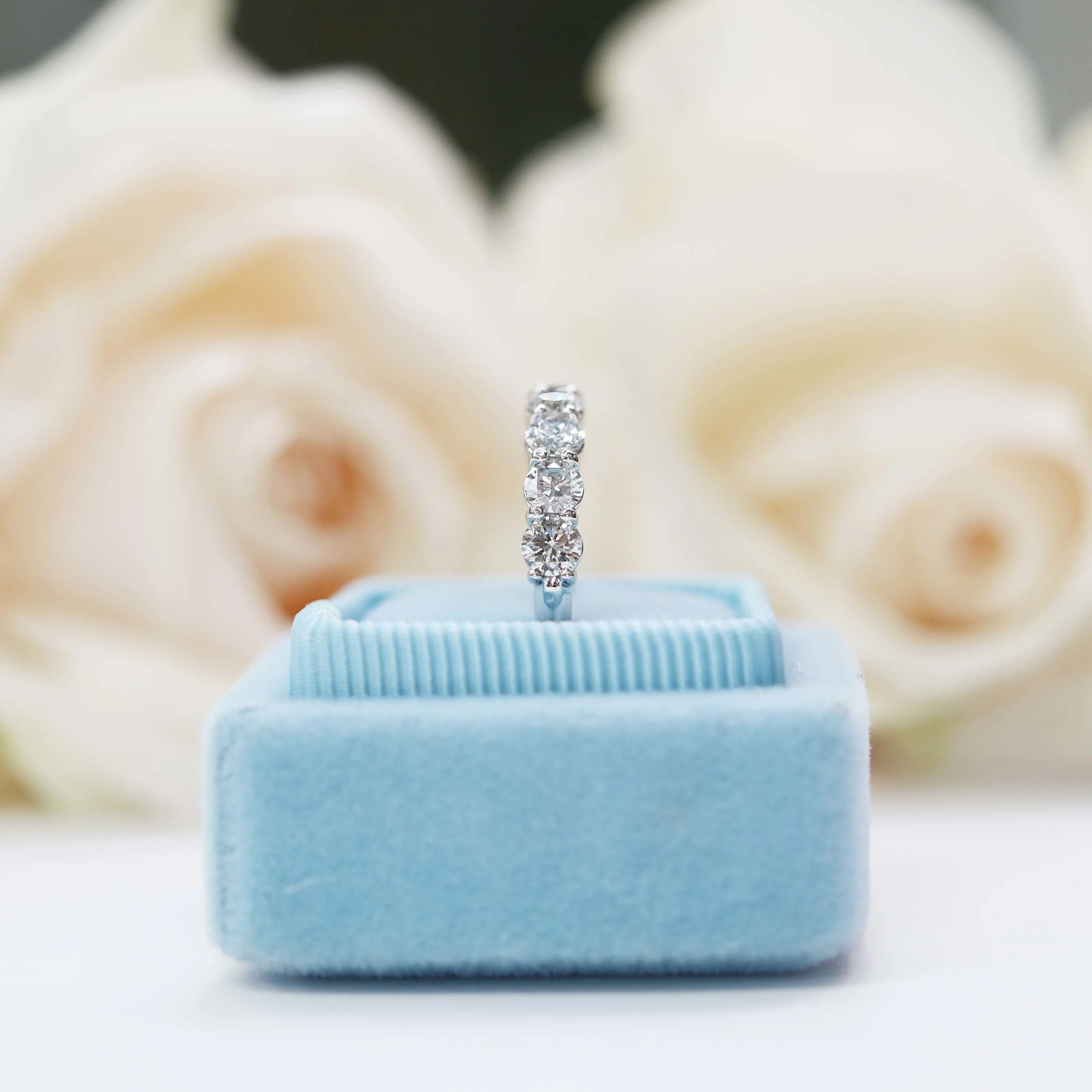 Lab Diamond Round Seven Stone Wedding Band Design AD240