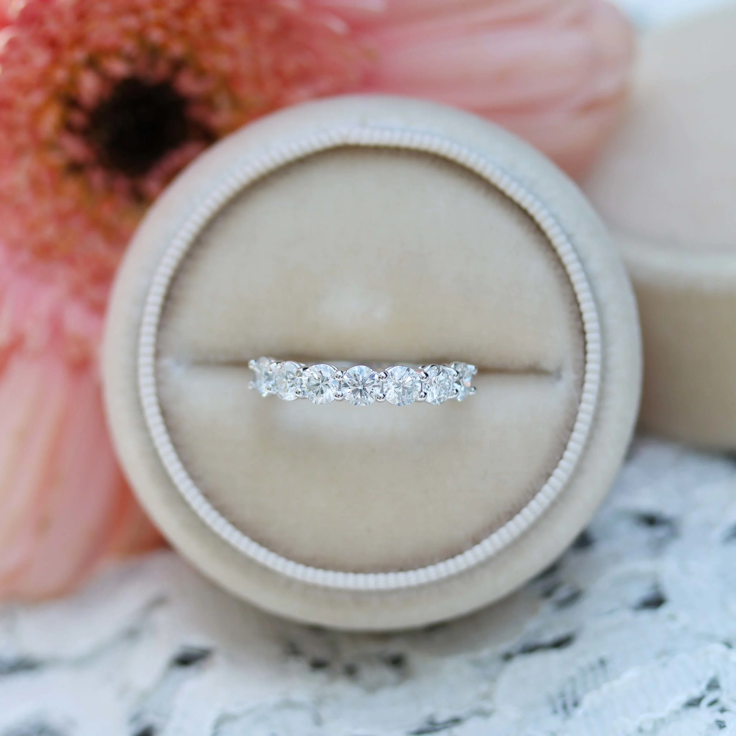 Lab Diamond Round Seven Stone Wedding Band Design AD240