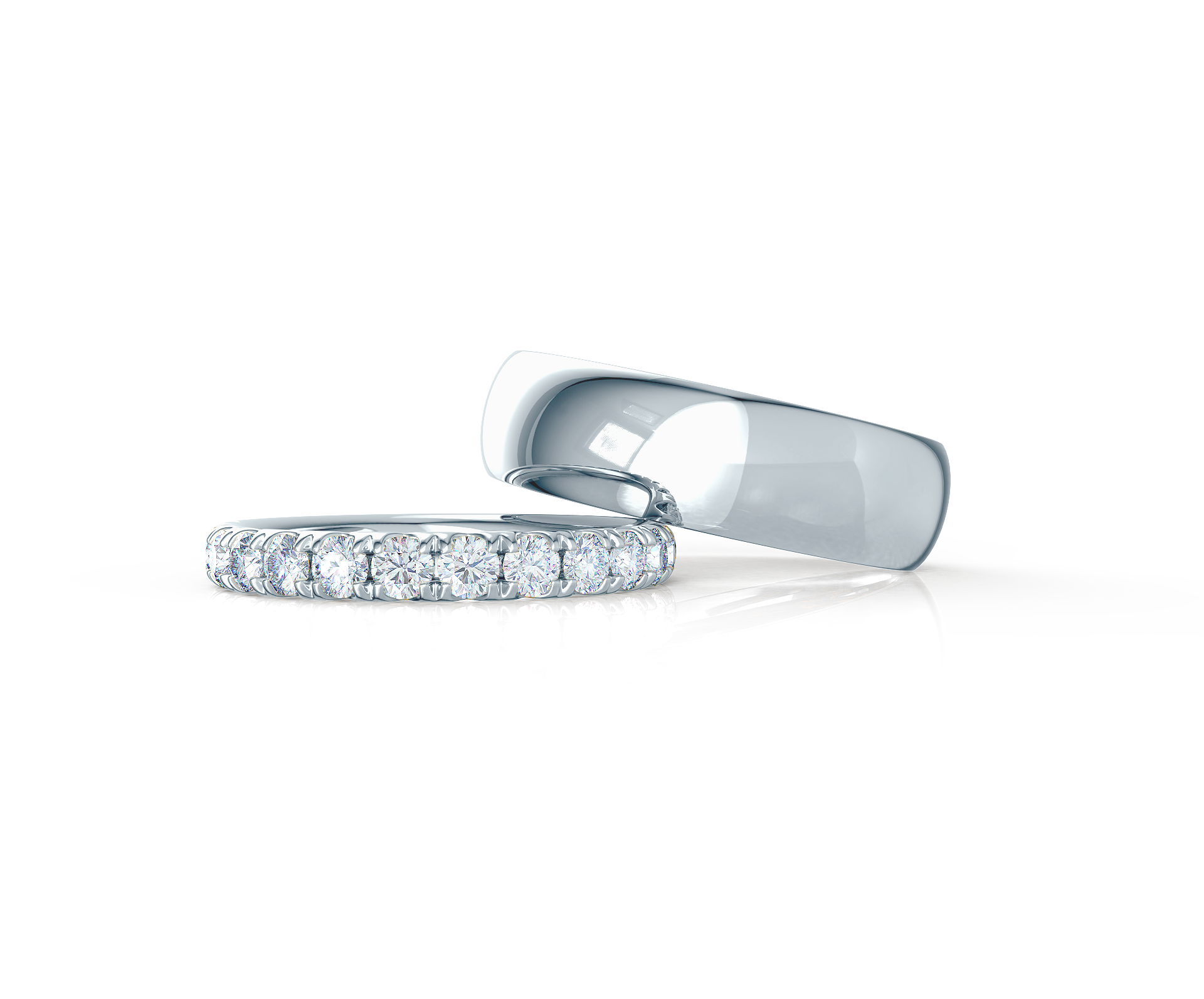  Pair your U Pavé Half Band with a Classic Rounded Ring    Shop Now   