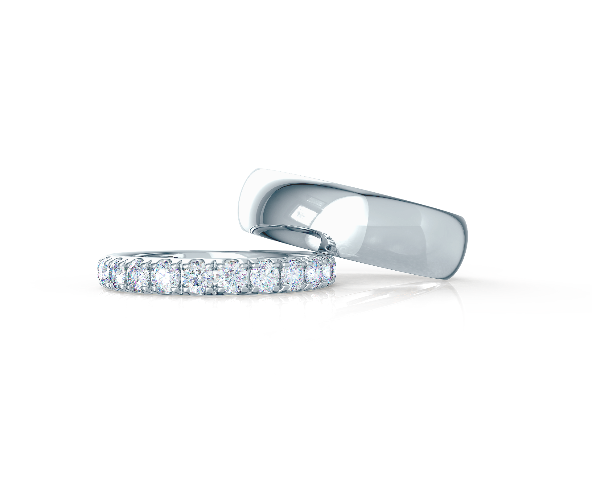  Pair your U Pavé Three Quarter Band with a Classic Rounded Ring    Shop Now   