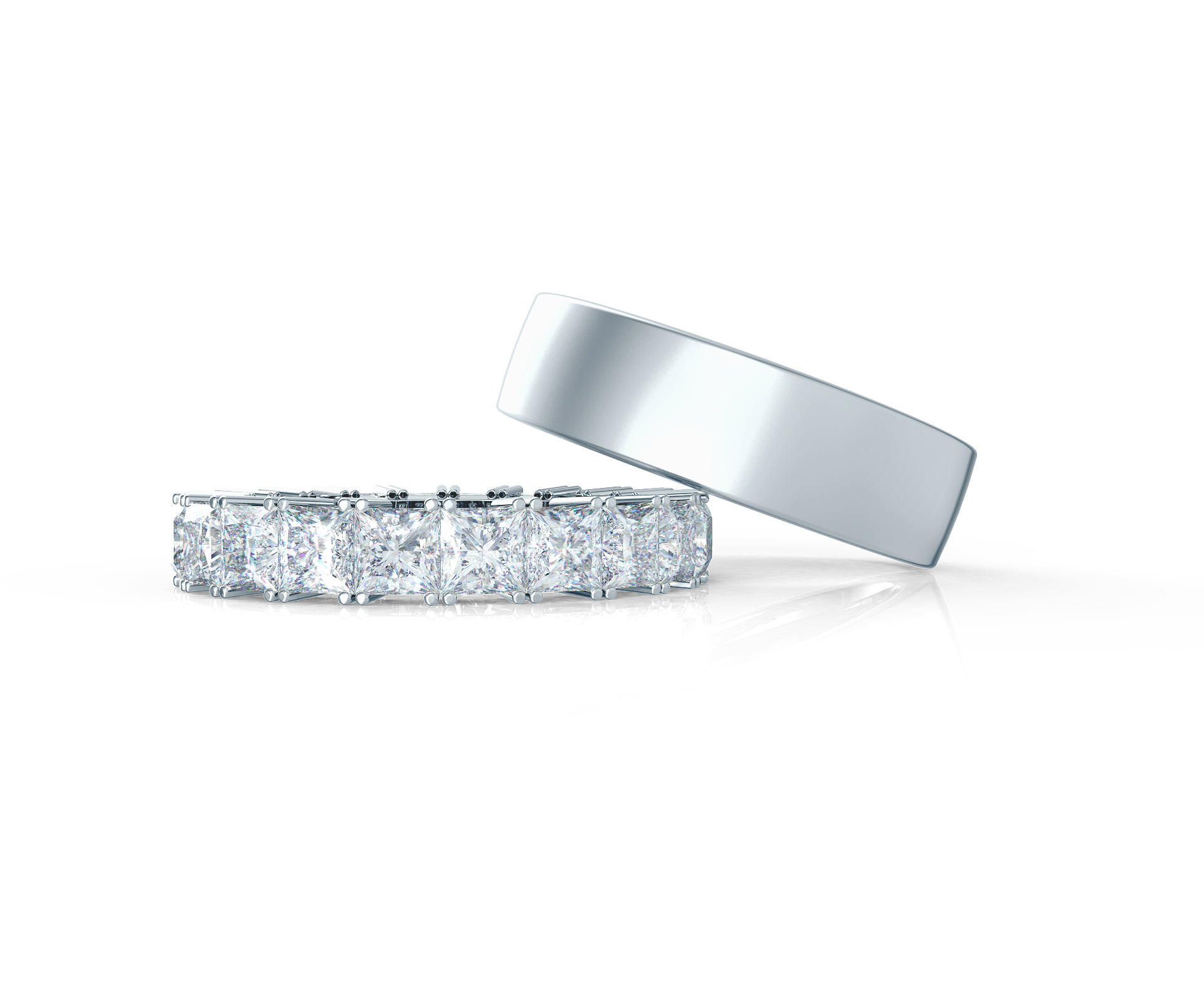 Pair your Princess Eternity Band with a Matte Flat Ring Shop Now
